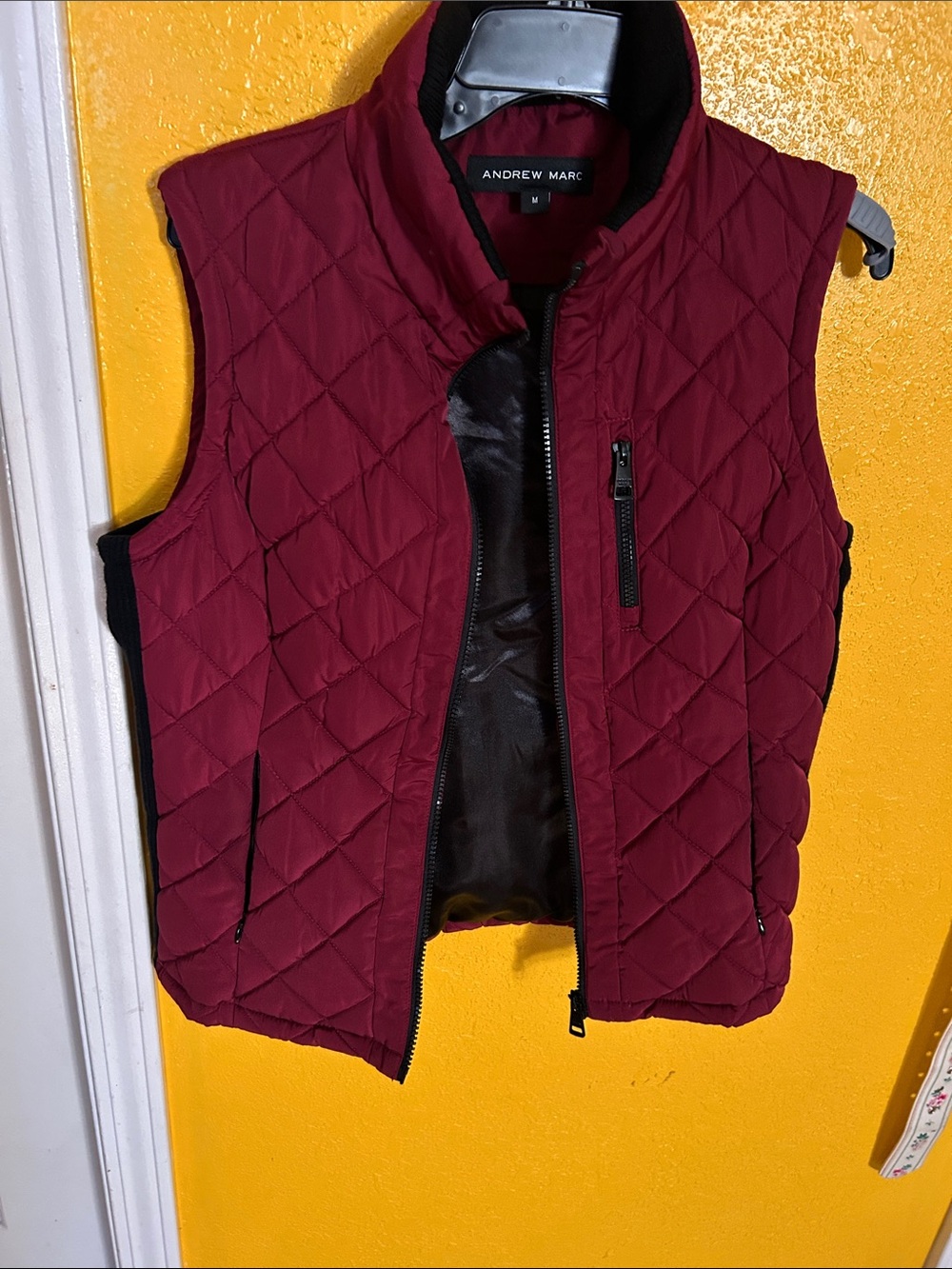 Andrew Marc Quilted Wine Red Sleeveless Vest